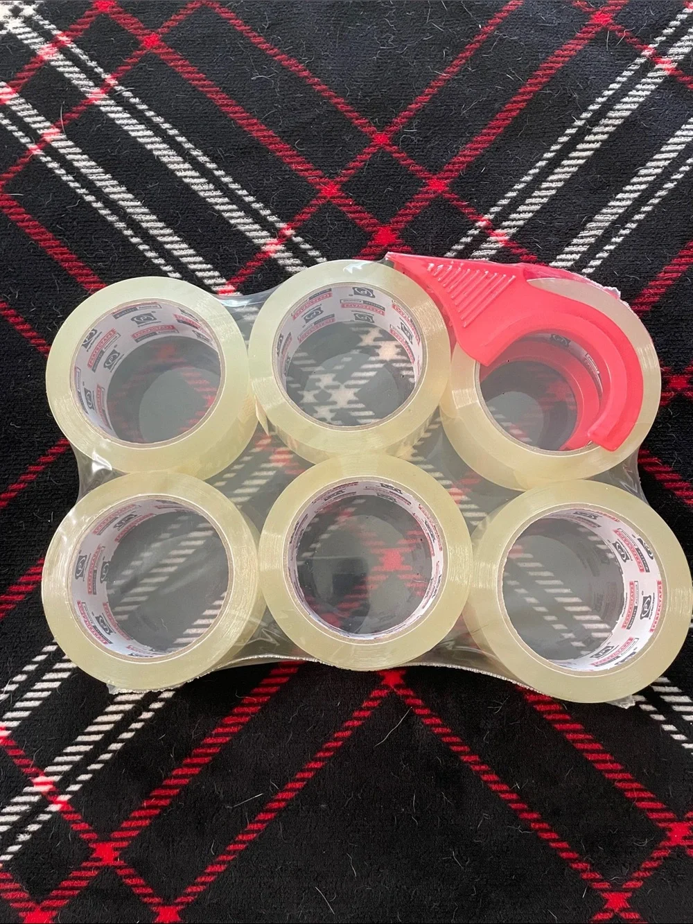 Clear Packing Tape Rolls with Red Dispenser